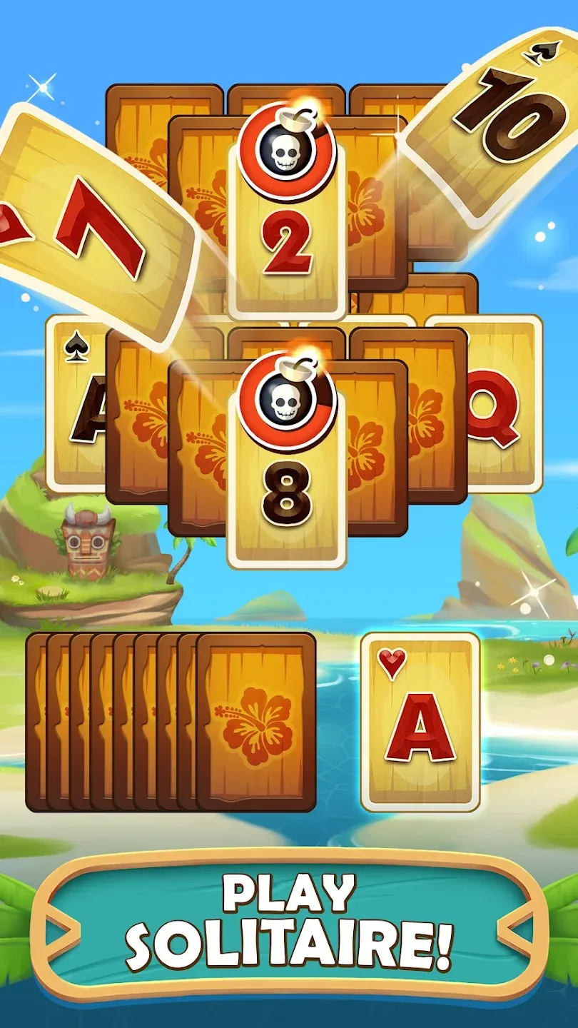 Tiki Solitaire TriPeaks v15.0.0.116456 APK Мод (Меню, Острова разблокированы, Анти-бан) Screenshot 1 Tiki Solitaire TriPeaks v15.0.0.116456 APK Мод (Меню, Острова разблокированы, Анти-бан) Screenshot 1