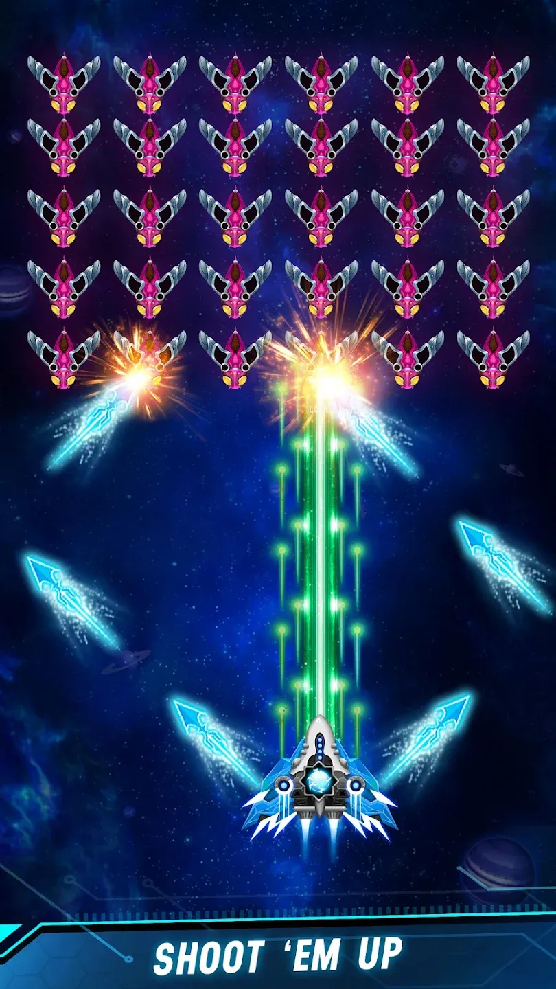 Space Shooter: Galaxy Attack v1.979 APK Мод (Мега Меню, Много денег, Режим бога) Screenshot 1