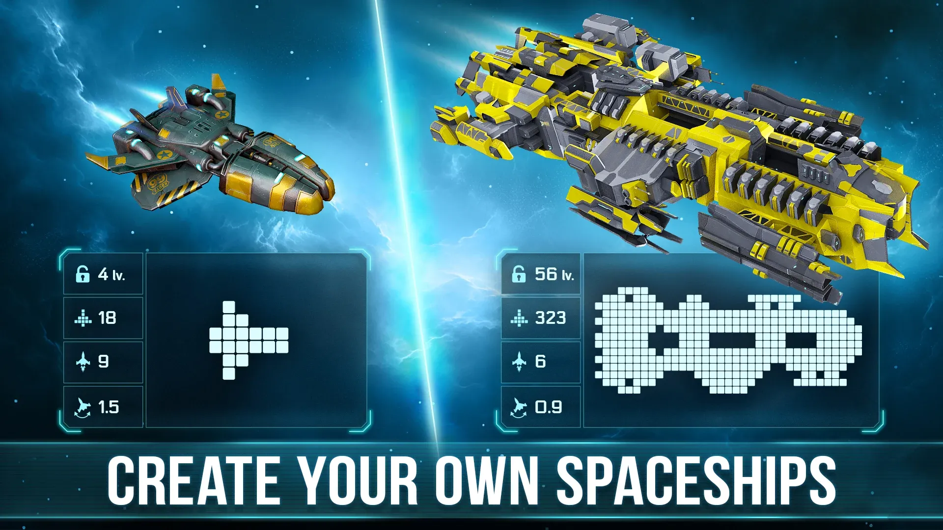 Space Arena v3.28.3 APK Мод (Меню, Щит, Здоровье, Сила Оружия) Screenshot 1