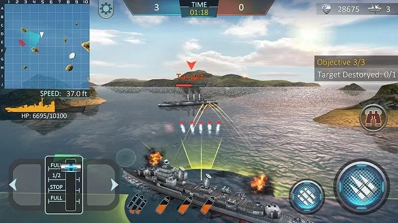 Атака военных кораблей 3D [мод: много денег] Screenshot 2