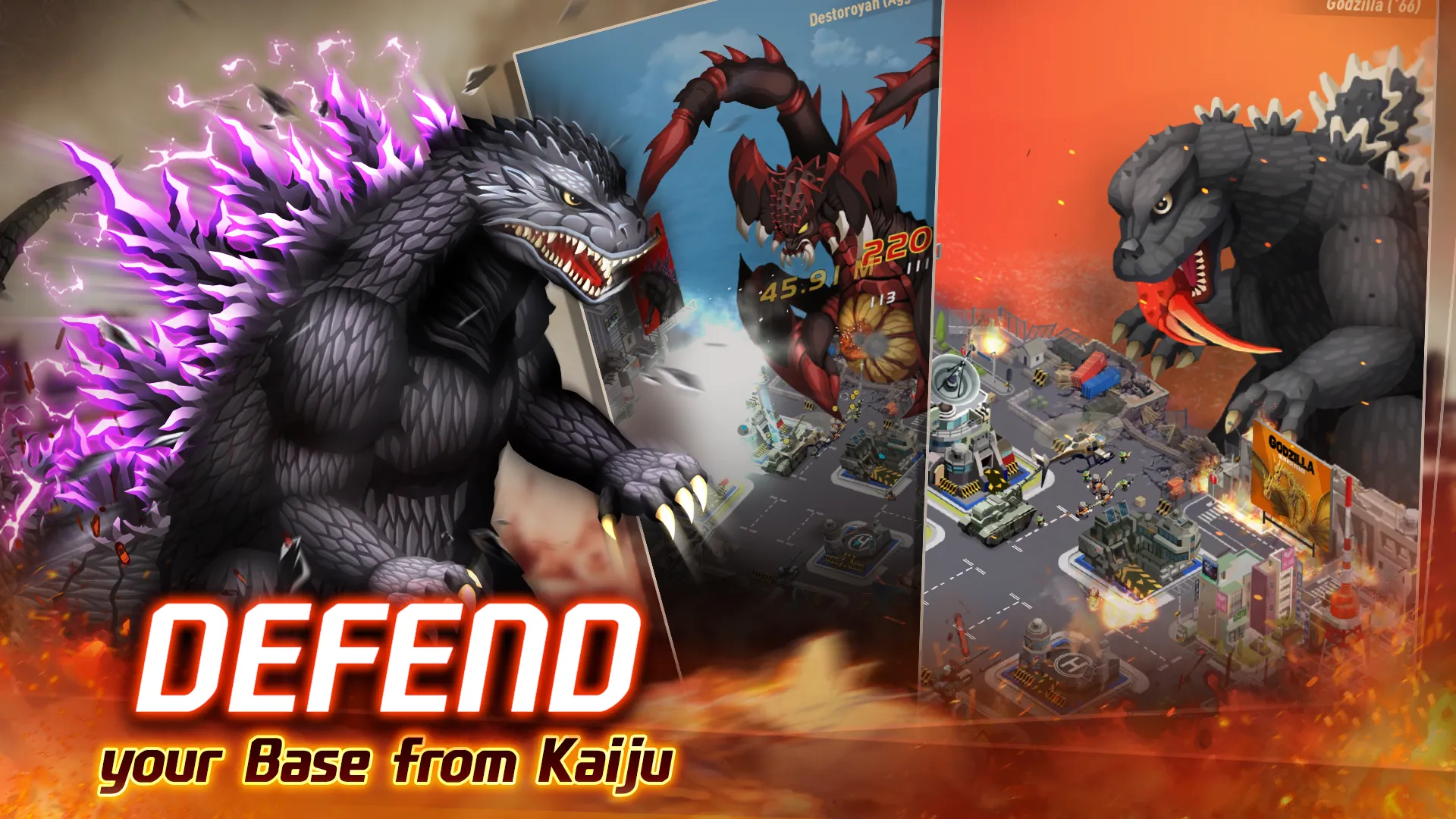 Godzilla Defense Force v2.3.18 APK Мод (Много денег) Screenshot 1 Godzilla Defense Force v2.3.18 APK Мод (Много денег) Screenshot 1