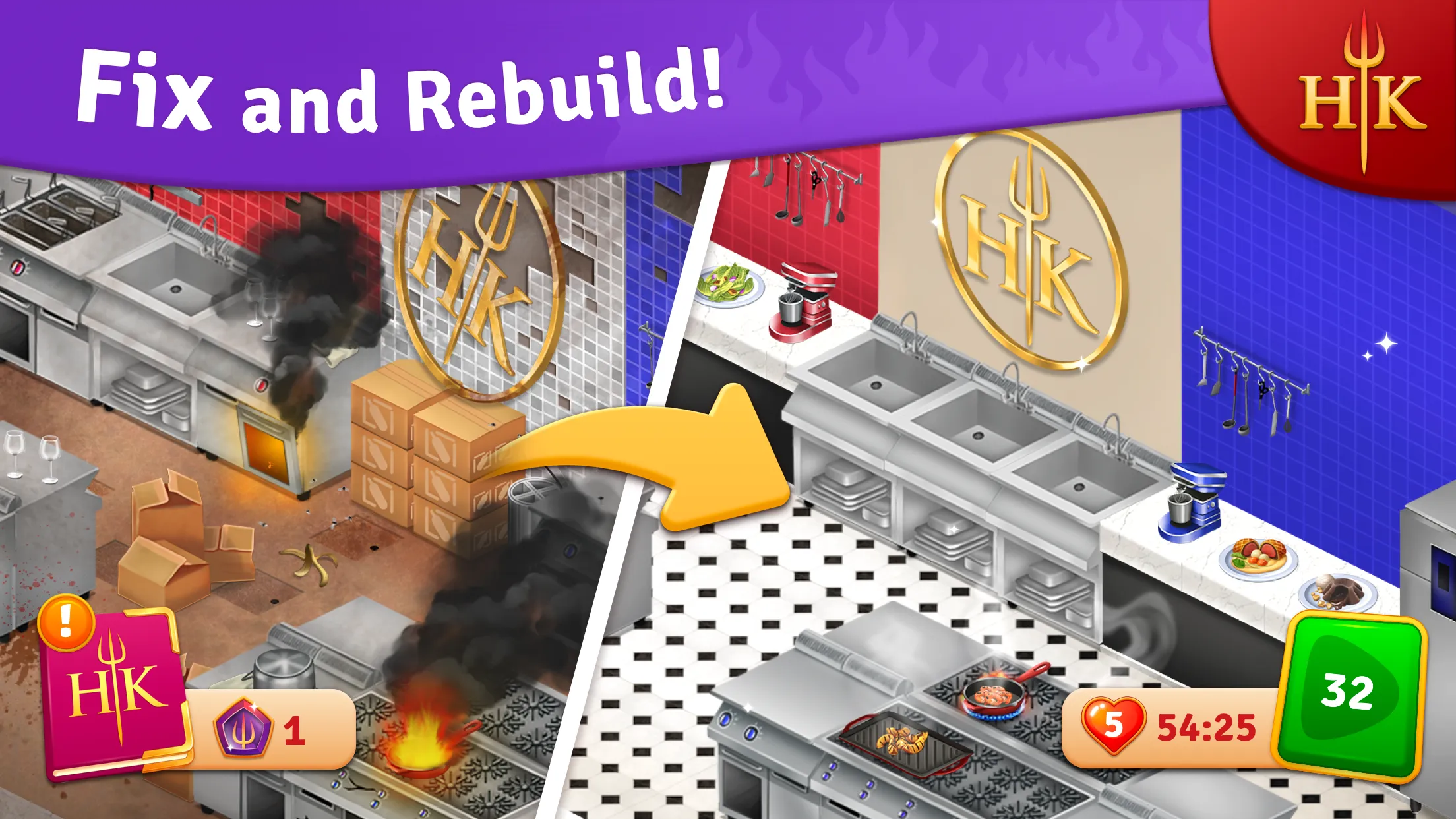Hell's Kitchen: Match & Design v2.2.7 APK Мод (Много денег) Screenshot 1