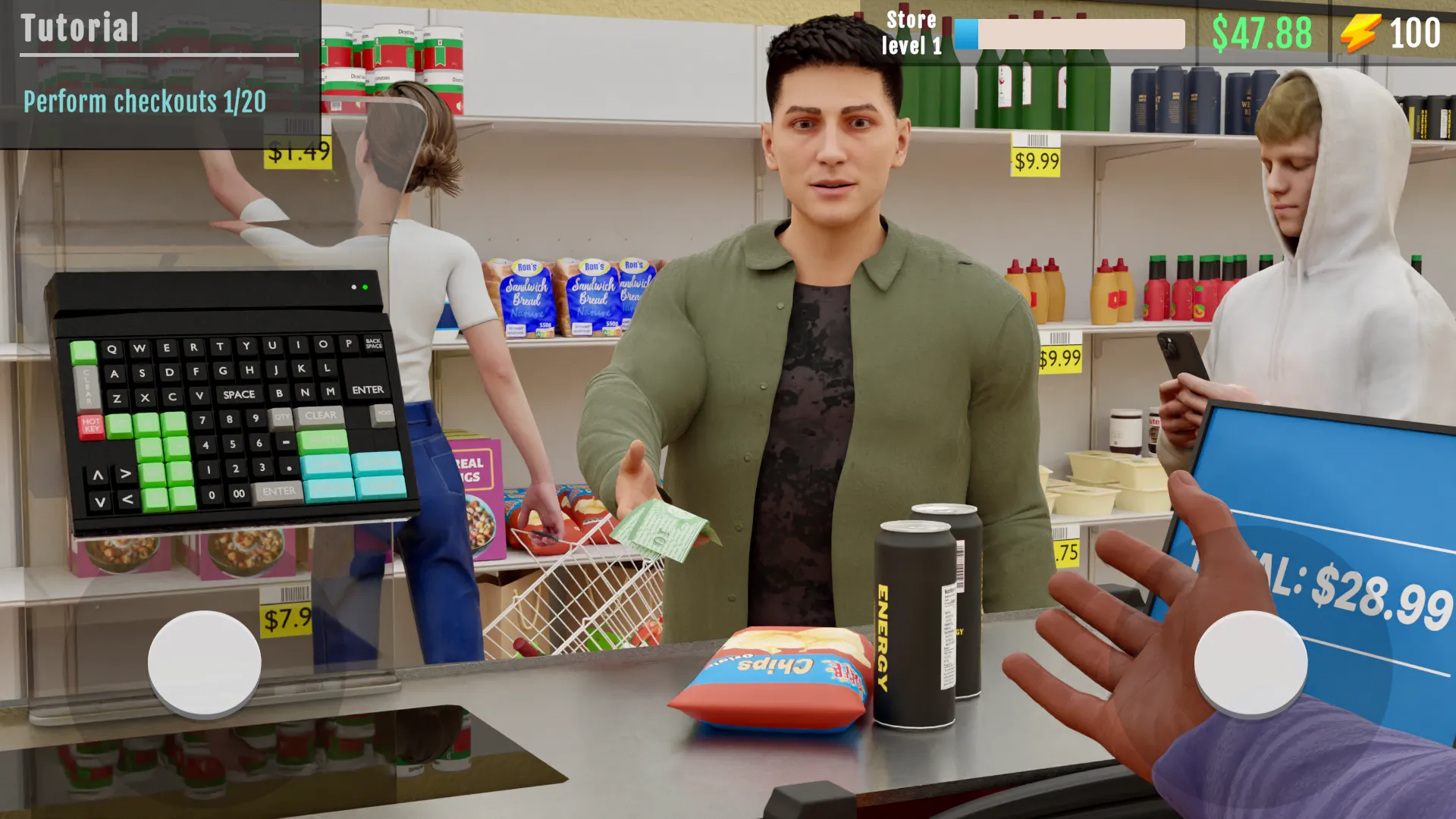 Supermarket Manager Simulator v1.2.8 APK Мод (Меню, Много денег и энергии) Screenshot 1 Supermarket Manager Simulator v1.2.8 APK Мод (Меню, Много денег и энергии) Screenshot 1